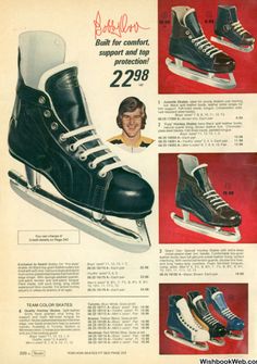 an old advertisement for roller skates with pictures of the same shoe styles and colors