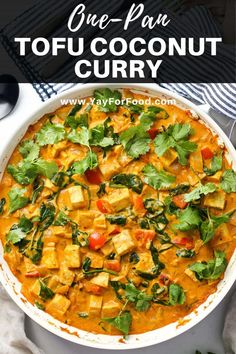 one pan tofu coconut curry in a white bowl