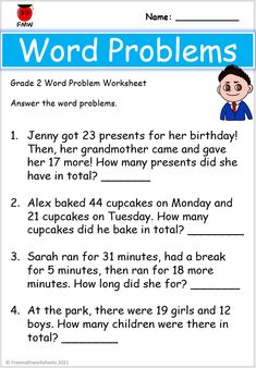 Grade 2 word problems 2 Class Maths Worksheet, 2nd Grade Math Word Problems Worksheets, Addition Word Problems 2nd Grade, Addition Word Problems Grade 1, Word Problems Second Grade, Word Problems Grade 2, Word Problems For 2nd Grade, Simple Word Problems, Word Problems 3rd Grade