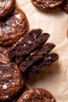 chocolate cookies with sea salt on top