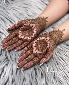 two hands with henna designs on them