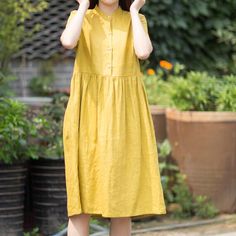 100%-linen-women-Dresses-summer-spring-women-dresses-waist-belt (6) Spring Dresses Women, Dresses Spring, Organic Colors, Loose Style, Spring Summer Dress, Linen Women, Spring Dresses, Women Dresses, Linen Fabric