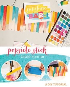 the popsicle stick table runner is an easy craft project