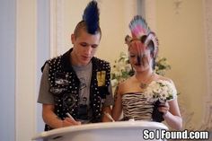 Punk wedding, punk couple, punk love, mohawk, trihawk Psychobilly, Because I Love You, Punk Rock, A Wedding, A Couple