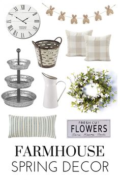 the farmhouse spring decor is featured in this postcard