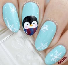 Athestic Nails, Penguin Nail Art, Penguin Nails, Animal Nail Designs, Nail Art For Beginners, Pedicure Designs, Cute Christmas Nails, Nail Art Designs Summer, Finger Nails