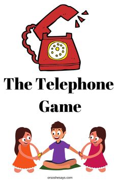 the telephone game with three children holding hands