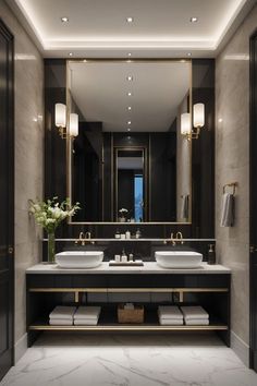 Dark Wood Bathroom Cabinets, Stylish Bathroom Ideas, Luxury Powder Room, Ennis House, Walk In Shower Ideas, Dark Wood Bathroom, Wood Bathroom Cabinets, Elegant Bathroom Design, Bathroom Sink Design