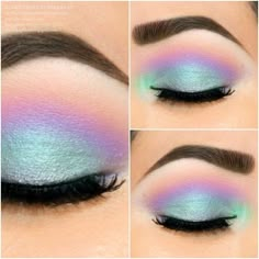 pastel eye shadow More Make Up Designs, Pastel Makeup, Easter Makeup, Unicorn Makeup, Makijaż Smokey Eye, Colorful Eye Makeup, Mermaid Makeup, Makeup Eye Looks, Creative Eye Makeup