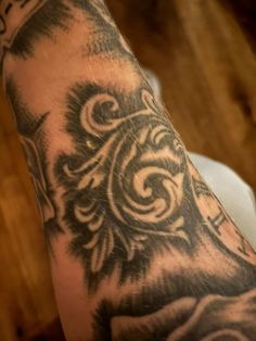 a close up of a person's arm with a tattoo design on the wrist