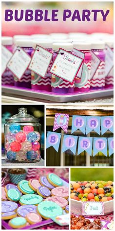 a birthday party with lots of colorful treats and decorations