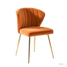 Product includes: 1-mid century modern side chair. Upholstered with premium velvet fabric, comfortable for skin touch. High-density foam filling with a solid and manufactured wood frame provide comfort and support. 14 Karat Home Casual Orange Velvet Accent Chair | CHM6125A-ORANGE Orange Accent Chair, Orange Dining Chairs, Modern Side Chairs, Tufted Dining Chairs, Leather Side Chair, Velvet Accent Chair, Orange Velvet, Mobile Bar, Upholstered Side Chair