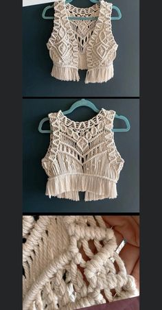 crocheted top with tassels hanging from it