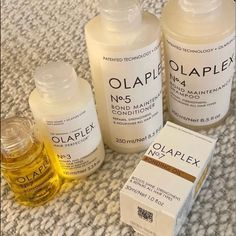 4 Item Set Price Is Firm Qty-1 #3 Olaplex Hair Perfector, At Home Treatment, Reduces Breakage And Visibility Strengthens Hair, Improving Its Look And Feel. Qty-1 #4 Olaplex Bond Maintenance Shampoo Qty-1 #5 Olaplex Bonding Maintenance Conditioner Leaves Hair Easier To Manage, Shinier And Healthier. Qty-1 #7 Olaplex Bonding Oil, Dramatically Increased Shine, Softness And Color Vibrancy. Minimizes Flyaways And Frizz. While Providing Uv/Heat Protection Of Up To 450f. Olaplex Hair Care, Oplex Hair Products, Olaplex Oil, Olaplex Bonding Oil, Olaplex Products, Bonding Oil, Olaplex Shampoo, Baby Ferrets, Chanel Hydra Beauty