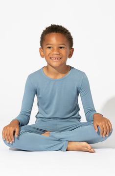 It'll be sweet dreams for your young one in these cozy, thermoregulating pajamas made of soft, breathable stretch fabric. This item is designed to fit snugly, as it is not flame-resistant   95% rayon, 5% spandex   Machine wash, tumble dry   Imported   OEKO-TEX®–certified materials free of harmful substances Fun Blue Long Sleeve Sleepwear, Blue Winter Onesie For Sleep, Onzie Pajamas Bear, Silver Flower Girl Dress, Playful Blue Onesie For Bedtime, Toddler Girl Christmas Dresses, Girls Gold Dress, Girl Green Dress, Boys Blue Pajamas