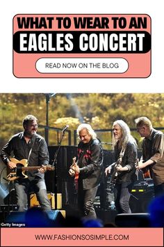 Heading to an Eagles concert and wondering what to wear? We've got you covered! Check out our tips on what to wear to an Eagles concert for the perfect blend of style and comfort. Think classic rock vibes: band tees, denim jackets, comfy jeans, and maybe a touch of boho with some fringe or leather. Whether you're grooving to "Hotel California" or "Take It Easy," you'll be looking effortlessly cool. #Theeagles #Eaglesconcert #Concertfashion #Whattowear #Concertoutfitideas #Outfitideas #Concert Eagles Concert Outfit, Eagles Concert Outfit Ideas, Eagles Songs, Accessories Tips, Rock Vibes, California Logo, Concert Makeup, Concert Fashion, Music Festival Outfit