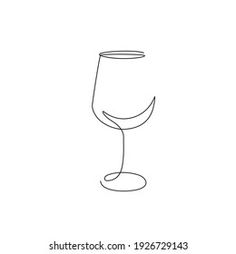 a single line drawing of a wine goblet on a white background, minimalistic