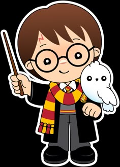 a harry potter holding a white owl