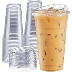 there are many plastic cups next to each other