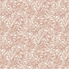 a white and pink wallpaper with leaves on it