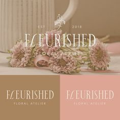 the logo for florisshed floral atelierr, featuring pink and brown flowers