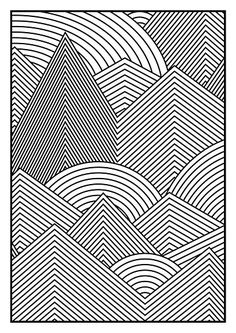 an abstract black and white pattern with wavy lines