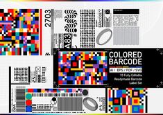 an assortment of different colored barcode designs