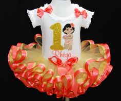 Moana 1st Birthday, Outfit With Ribbon, Moana Birthday Outfit, Festa Moana Baby, Baby Moana, Embroidered Onesie, Moana Theme, Ribbon Tutu, Ribbon Trim Tutu