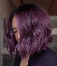 Burgundy Bob with Lilac Money Piece Purple Hair For Blondes, Ombre Hair 2023, Lavender Money Piece Hair, Purple Money Piece Hair, Space Academia, Purple Natural Hair, Grow Out Hair, Purple Hair Streaks, Purple Blonde Hair