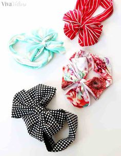 three different types of hair ties on a white surface