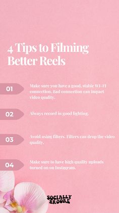 a pink poster with four tips to finding better reels on the front and back