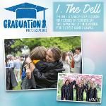 an advertisement for graduation day with pictures of people hugging each other in front of them