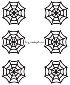 four spider webs are shown in black and white