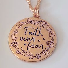 18 Kt Gold Plated Chain With “ Faith Over Fear” Pendant. Chain Is 19 Inches In Length. New! Spiritual Yellow Gold Chain Necklace, Elevated Faith Necklace, Christian Jewelry Elevated Faith, Jesus Pendant Necklace, Faith Over Fear Necklace, Faith Jewelry, Faith Over Fear, Christian Jewelry, Etsy Sales