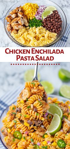 this chicken enchilada pasta salad is the perfect side dish