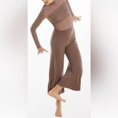 Balera Culotte Unitard With Mesh - Mocha Size La Modern Dance Costumes, Dance Jackets, Solo Dance Costumes, Soul Photo, Modern Dance Costume, Dance Recital Costumes, Pageant Costumes, Lace Leotard, Pink Leotard