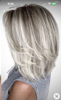 Medium Shag, Grey Blonde Hair, Silver Blonde Hair, Gorgeous Gray Hair, Grey Hair Inspiration, Layered Haircuts For Medium Hair, Shag Haircuts, Blending Gray Hair, Haircuts For Medium Hair