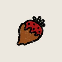 a drawing of a strawberry with chocolate sprinkles on it's side