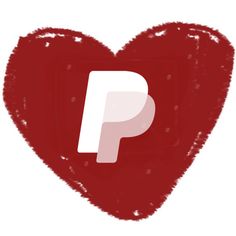 a red heart with the letter p on it