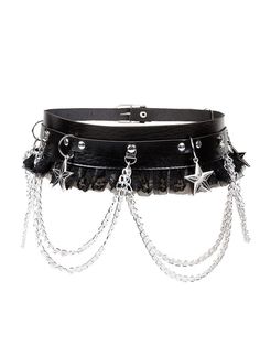 Gothic Waist Belt, Black Gothic Belt For Festival, Gothic Adjustable Costume Accessories For Alternative Fashion, Black Adjustable Gothic Belt, Harajuku Style Adjustable Costume Accessories For Halloween, Punk Style Adjustable Costume Accessories For Festival, Punk Style Adjustable Costume Accessories For Cosplay, Edgy Halloween Costume Accessories For Party, Gothic Belts