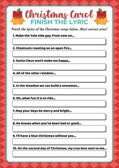 christmas carol worksheet for kids to learn how to write and read the poem