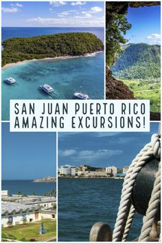 several pictures with the words san juan puerto rico amazing excursions