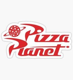 the pizza planet logo sticker