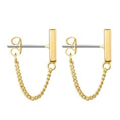 PRICES MAY VARY. [Chain Earrings with Bar for Women] - These simple dangly chain earrings are a perfect combination of casual and formal. Wearing the gold chain earrings with your other stud earrings and cartilage earring for an edgy look or just wearing them alone, you can dress them up or down for different styles. [Chain Earrings Sterling Silver Post Material] - This pair of small chain earrings is made of high quality 18K gold plated copper and S925 sterling silver post. All of our products Gold Chain Earrings, Cartilage Earring, Hypoallergenic Jewelry, Drop Dangle Earrings, Threader Earrings, Earrings Long, Allergy Free, Chain Earrings, Gold Plated Chains