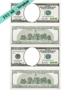 three dollar bills with the word $ 50 bill on each one side and an oval hole in