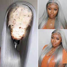 PRICES MAY VARY. 【13x4 HD Lace Front Wigs Human Hair Material】: 100% Unprocessed Virgin Brazilian 12A High Quality Lace Front Wigs Human Hair,Looks More Full & Natural. Soft and Healthy, Comfortable and Smooth,Excellent Dyeing and Never Fade, Silky and Clean, Tangle-Free, No Smell. 【Human Hair Wig HD Transparent Lace】13x4 HD Lace front wigs human hair with Ear to Ear HD transparent swiss lace that easy to melt on your skin tone,4 inches of separation space to create High ponytail and bun, pre-pl Straight Human Hair Wigs, Human Hair Lace Front Wigs, Hair Silver, Hair Lace Front Wigs, Hair For Women, Lace Front Wigs Human Hair, Glueless Wig, Grey Lace, Wig Human Hair