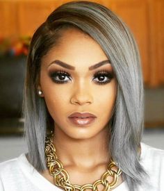 Gray Lob With Brown Roots Bob Color, Bob Hairstyles 2018, Line Bob Haircut, Bob Hair Color, Grey Hair Inspiration, Corte Bob, Natural Gray Hair, Long Bob Haircuts