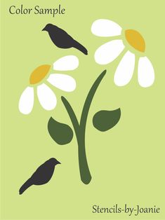 a book cover with flowers and birds on it, the title reads color sample stencils by joanie