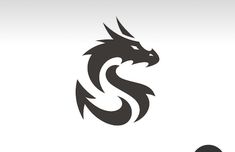 the dragon logo is black and white, with an orange tail on it's head