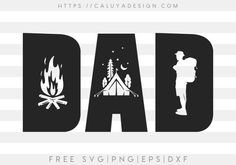 the word dad written in black and white with an image of a man standing next to a